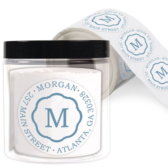 Center Initial Round Address Labels in a Jar